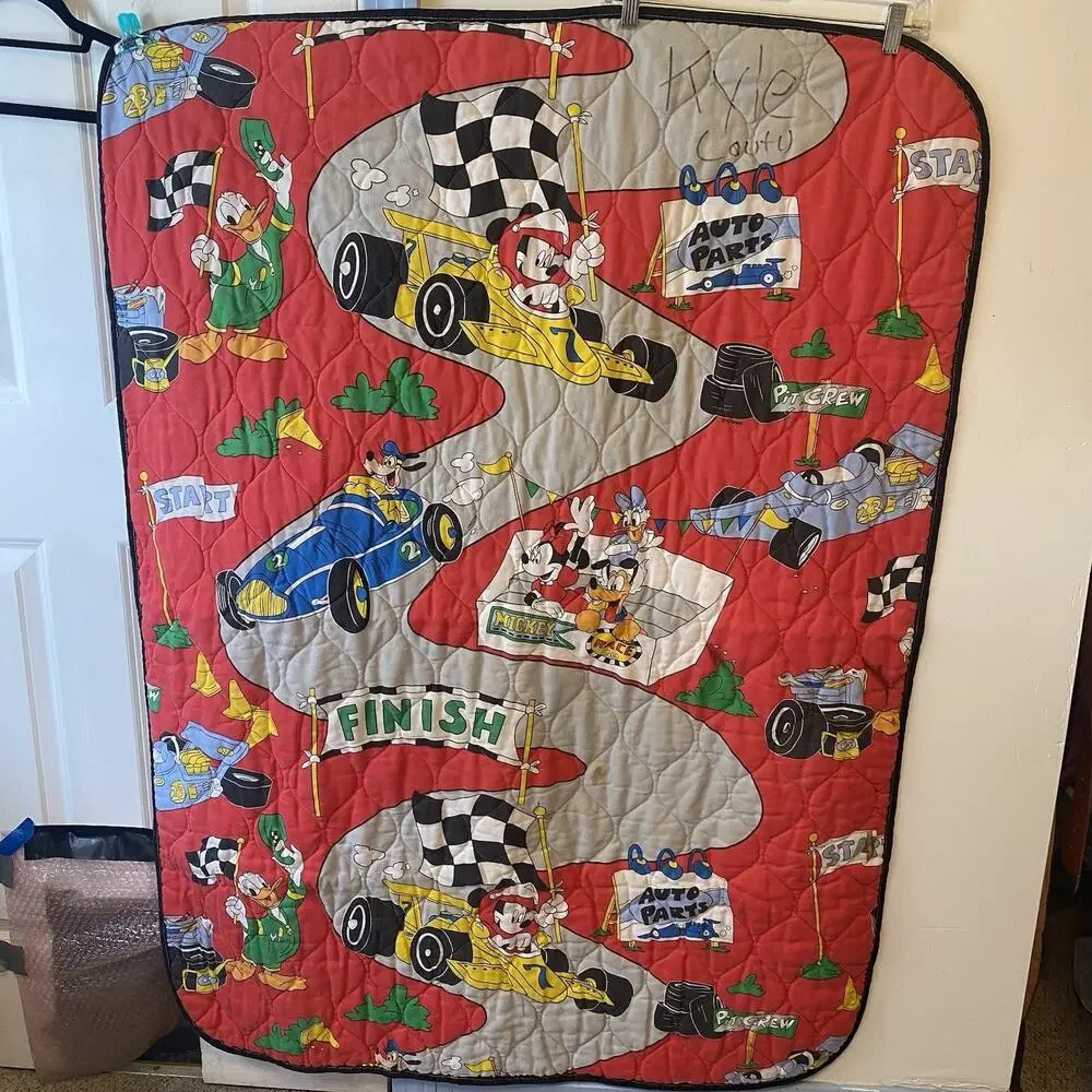 VTG 90s Disney Mickey Mouse & Friends Toddler Bedding Fitted Flat Sheets Blanket